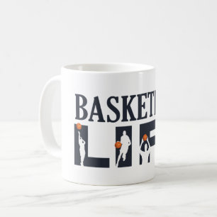basketball player life blue text coffee mug