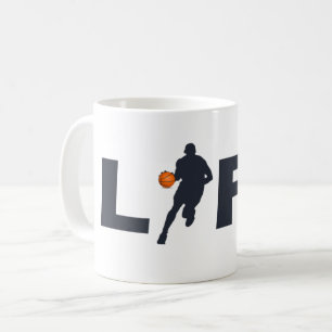 basketball player life blue text coffee mug