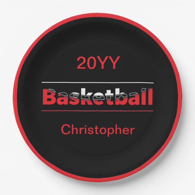 Basketball Player - Minimalist Geometric Arch Paper Plate (Front)