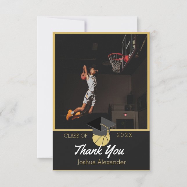 Basketball player Modern Photo graduation class of Thank You Card (Front)