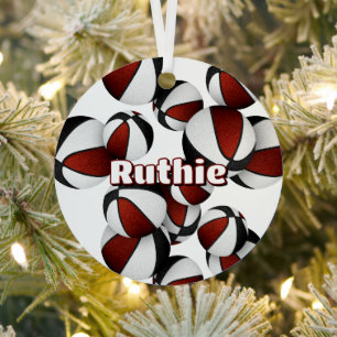 basketball player name maroon black team colours metal tree decoration