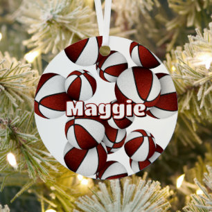 basketball player name maroon team colours keepsak metal tree decoration