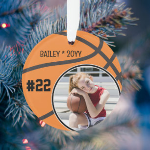 Basketball Player Name Number Photo Keepsake Ornament