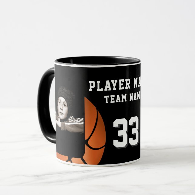 Basketball Player Name Number Team 2 Photos Mug (Front Left)