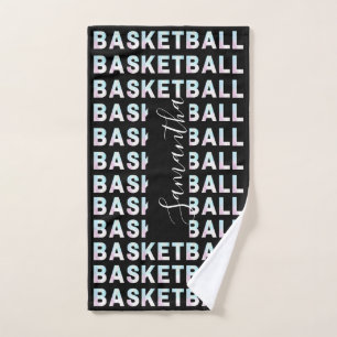 Basketball Player Name Personalised Holograph Neon Hand Towel
