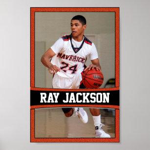 Basketball Player Name & Photo Sports Poster