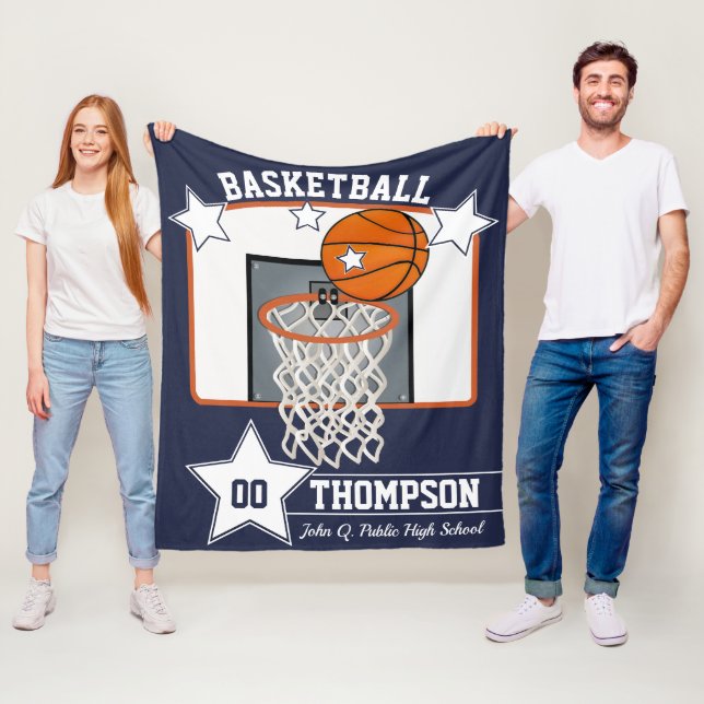 Basketball Player Name School and Jersey Number Fleece Blanket (In Situ)