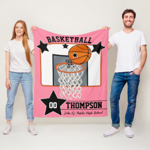 Basketball Player Name School and Jersey Number Fleece Blanket
