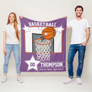 Basketball Player Name School and Jersey Number Fleece Blanket