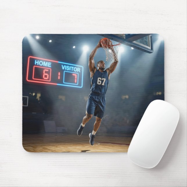 Basketball Player Number 67 Jump Shot Mouse Mat (With Mouse)