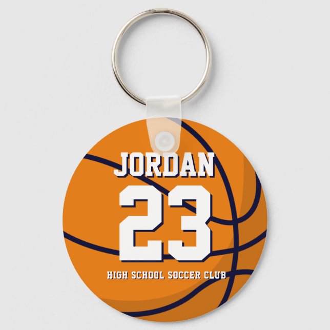 Basketball Player Number School Sports Team Key Ring (Front)
