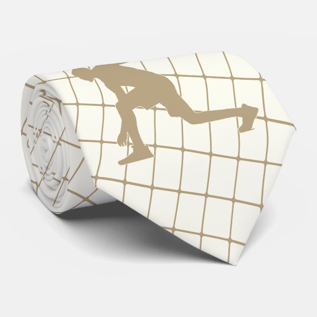 Basketball Player onTan Check Necktie (Rolled)