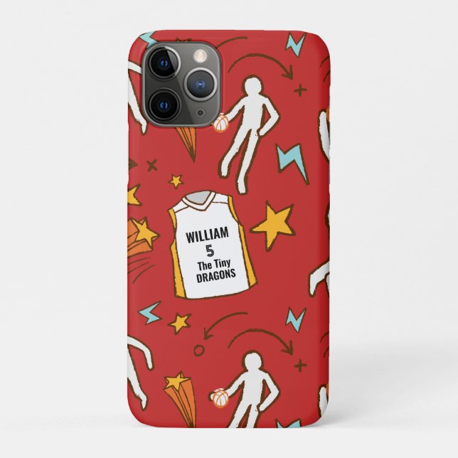 Basketball Player Personalised Name Number Red Case-Mate iPhone Case (Back)