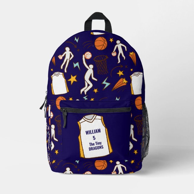Basketball Player Personalised Name Number Subject Printed Backpack (Front)