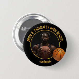 Basketball Player Photo Black Gold High School 6 Cm Round Badge