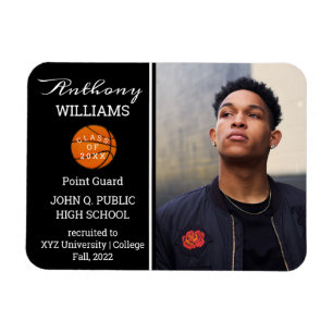 Basketball Player Photo Black   White Graduation Magnet