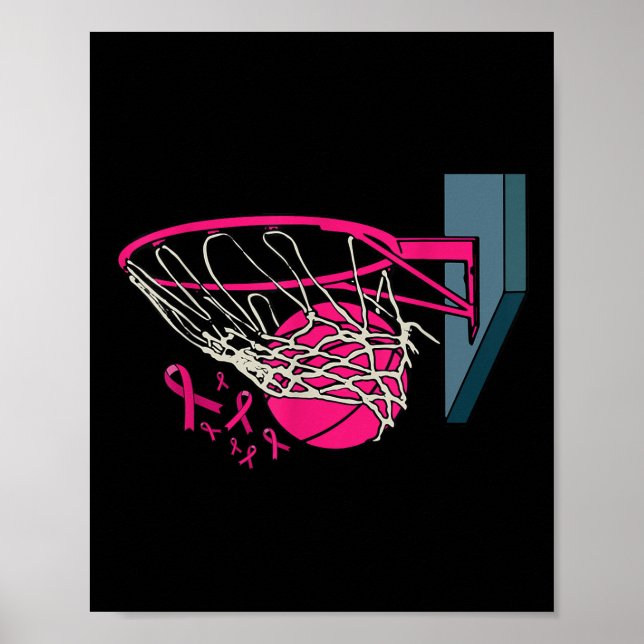 Basketball Player Pink Ribbon Breast Cancer Awaren Poster (Front)