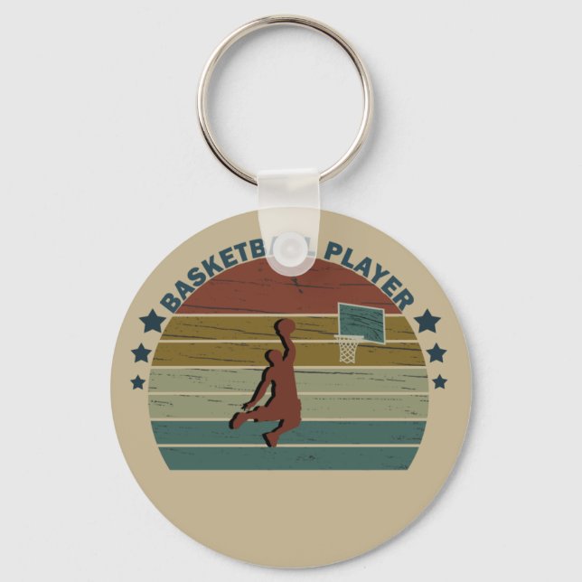 basketball player rebound jump shot key ring (Front)