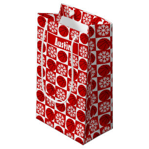 Basketball Player Red and White Custom Christmas Small Gift Bag