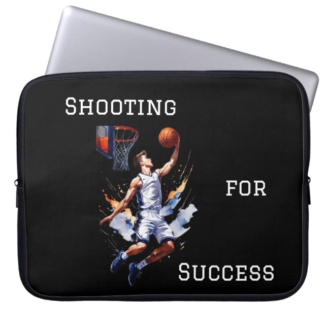 Basketball Player Shooting Hoops Watercolor Sketch Laptop Sleeve (Front)