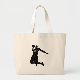 Basketball Player Silhouette Large Tote Bag