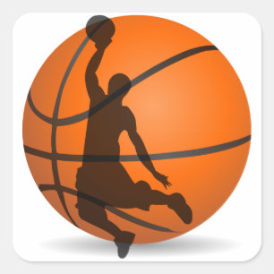 basketball player silhouette pop art square sticker