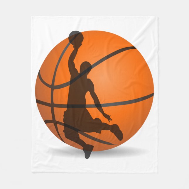 basketball player silhouette sport fleece blanket (Front)