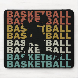 basketball player silhouette vintage lettering mouse mat