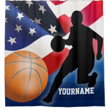 Basketball Player Silhouette with American US Flag