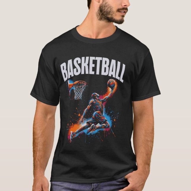 Basketball Player Slam Dunk Artwork T-Shirt (Front)