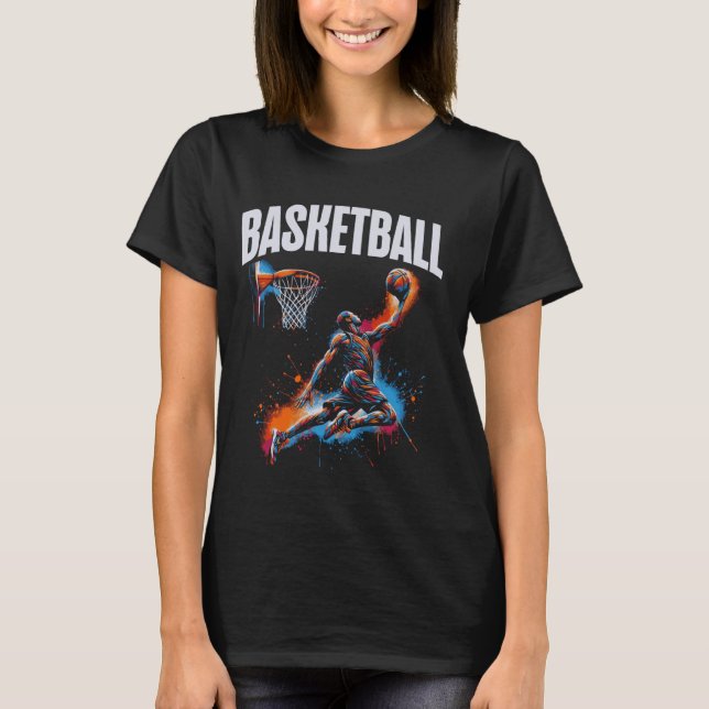 Basketball Player Slam Dunk Artwork T-Shirt (Front)