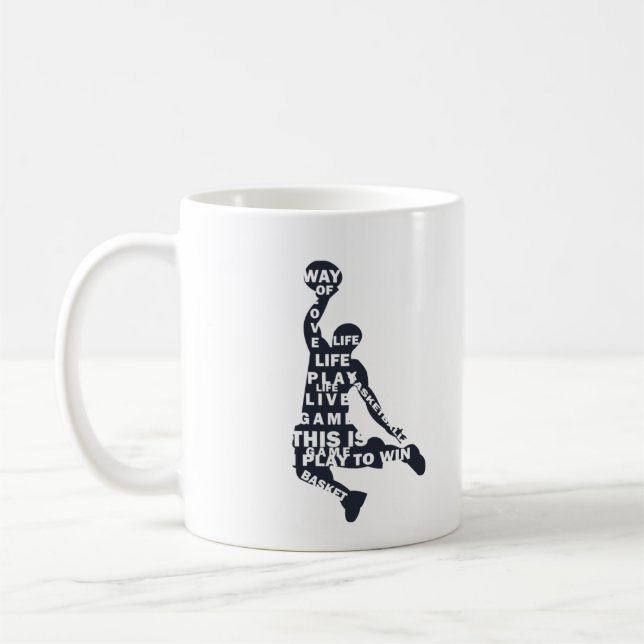 Basketball player slam dunk coffee mug (Left)