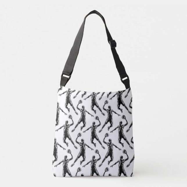 Basketball Player Slam Dunk Dark Design Crossbody Bag (Front)