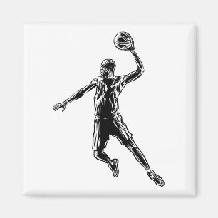 Basketball Player Slam Dunk Dark Design Magnet