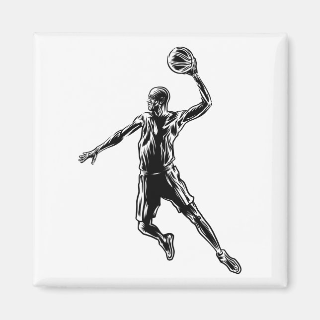Basketball Player Slam Dunk Dark Design Magnet (Front)