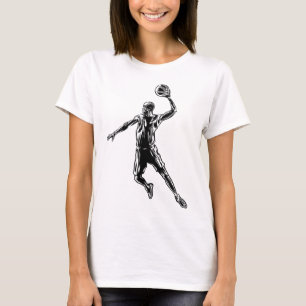 Basketball Player Slam Dunk Dark Design T-Shirt