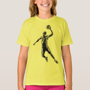 Basketball Player Slam Dunk Dark Design T-Shirt