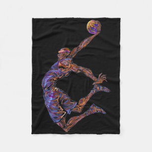 Basketball Player Slam Dunk Fleece Blanket