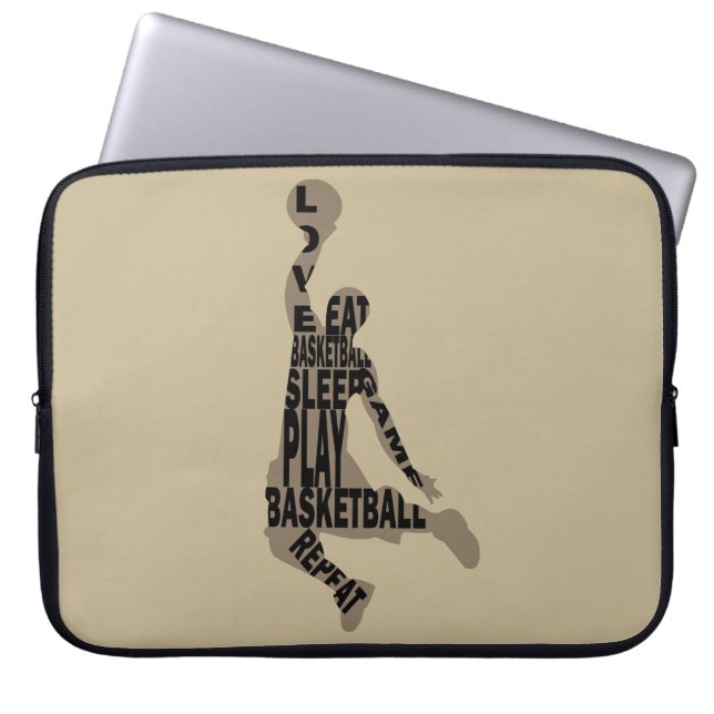 Basketball player slam dunk laptop sleeve (Front)
