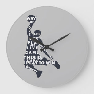 Basketball player slam dunk large clock