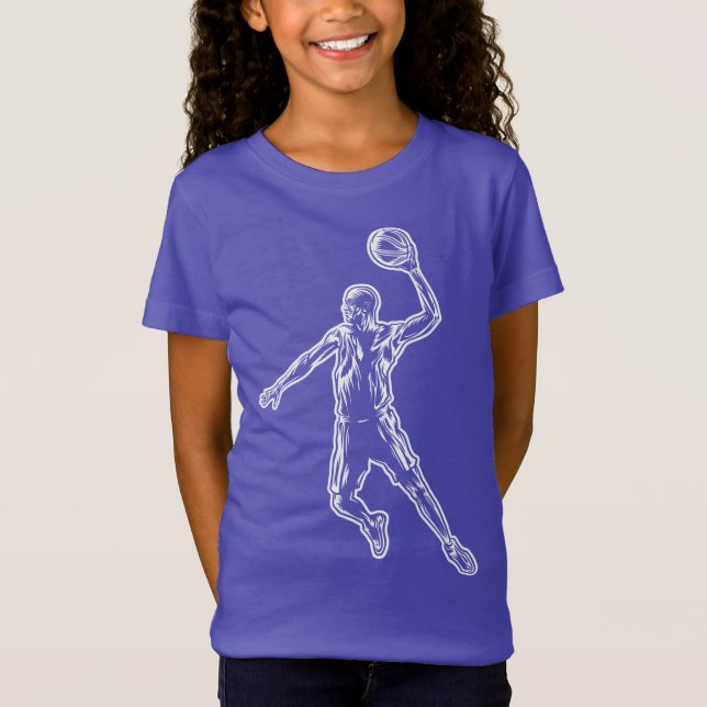 Basketball Player Slam Dunk Light Design T-Shirt (Front)
