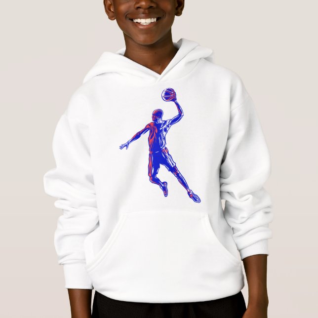 Basketball Player Slam Dunk, Red and Blue Design (Front)