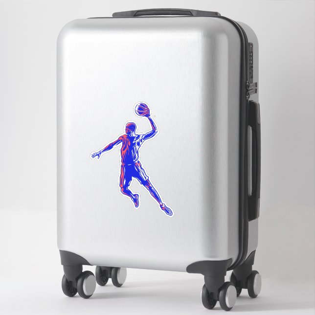 Basketball Player Slam Dunk, Red and Blue Design (Suitcase)