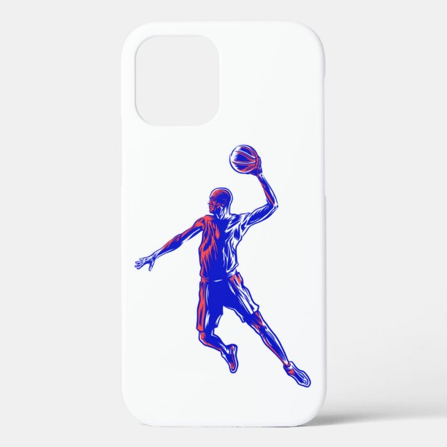 Basketball Player Slam Dunk, Red and Blue Design Case-Mate iPhone Case (Back)