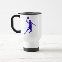 Basketball Player Slam Dunk, Red and Blue Design