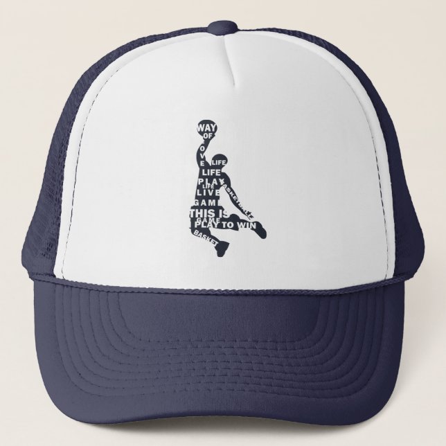Basketball player slam dunk  trucker hat (Front)