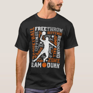 Basketball Player Slam Dunk Typography Word Art Vi T-Shirt