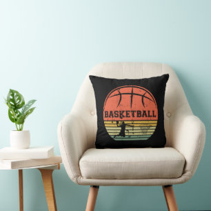 Basketball player slam dunk vintage retro sunset cushion