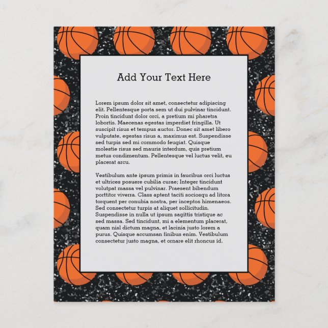 Basketball Player Sport Ball Elegant Black Glitter Flyer (Front)