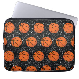 Basketball Player Sport Ball Elegant Black Glitter Laptop Sleeve